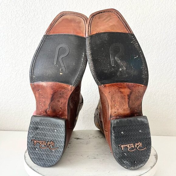 Rod Patrick Mens Cowboy Boots 13AA Perro Loco Brown Leather Western Square Toe - Picture 9 of 13
